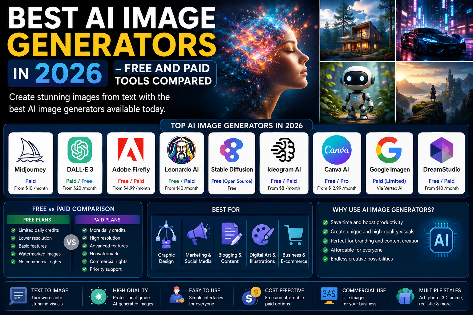 Best AI Image Generators in 2026: Free & Paid Tools Compared