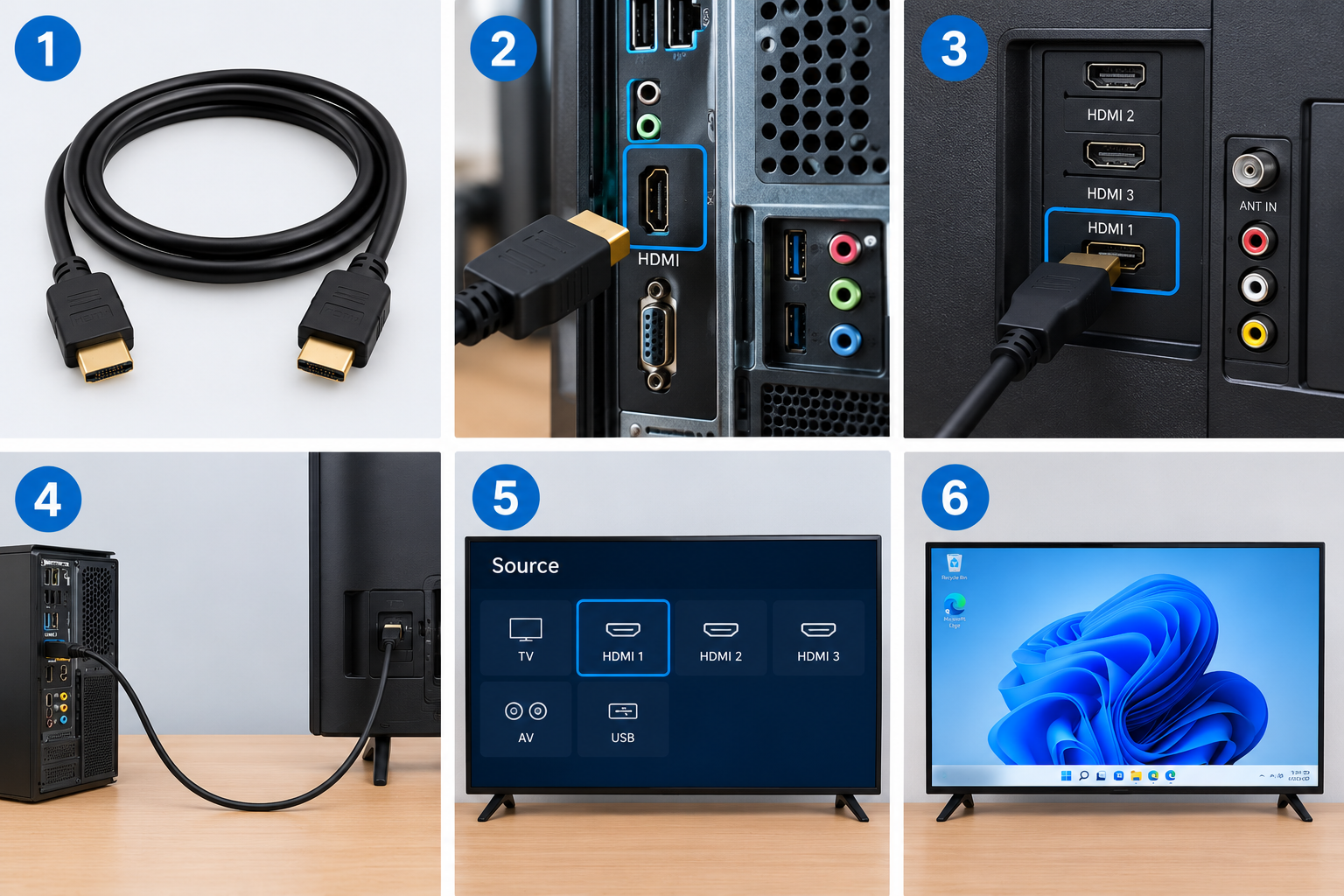 How to Connect a PC to a TV With HDMI