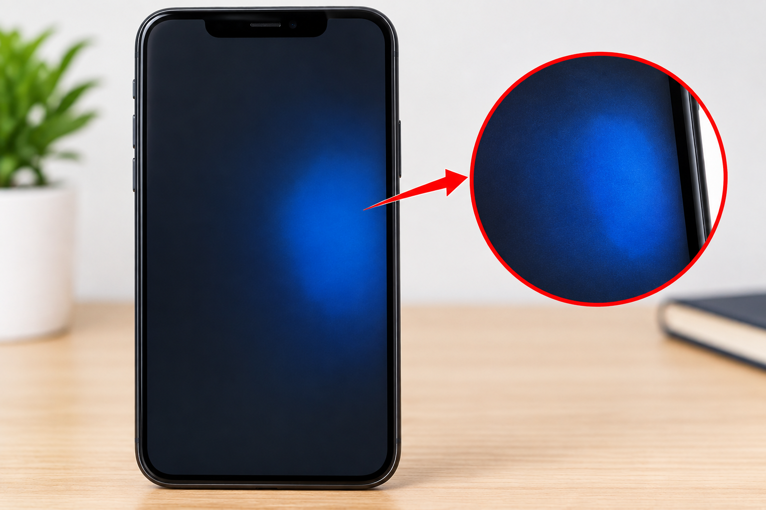 Blue Patch on Mobile Screen